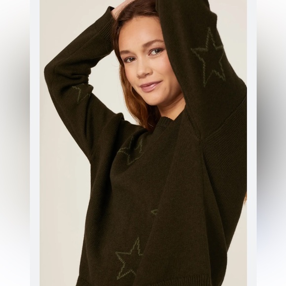 RAILS Star Patterned Dark Green Sweater - Picture 1 of 5